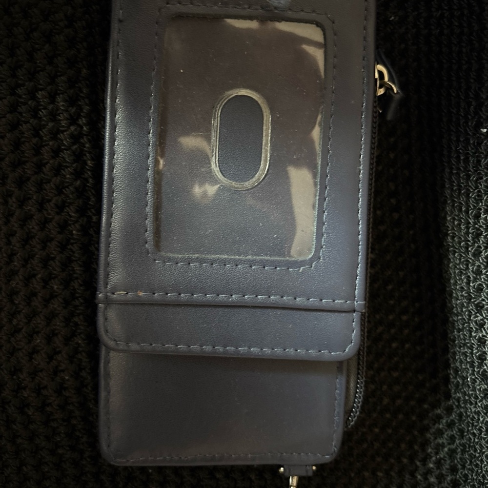 Navy Wallet with ID Window/Phone holder , 5 card holder zip pouch, wristlet